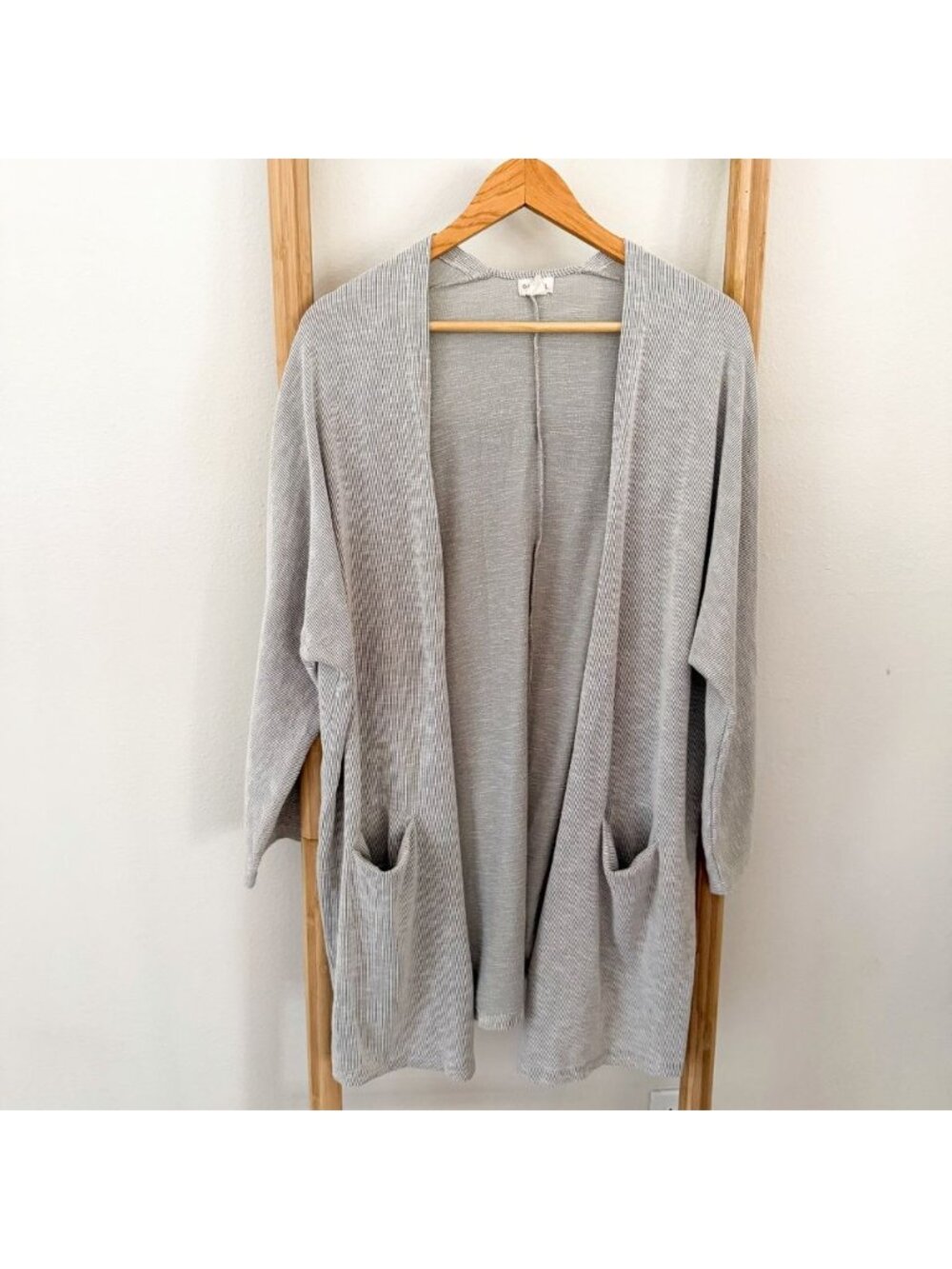 Anthropologie DONNI Gray Ribbed Open Front Duster Cardigan One Size